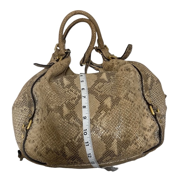 Michael Kors Beige Python Effect Leather and Suede Bedford Hobo Purse Tote Bag - Picture 16 of 16